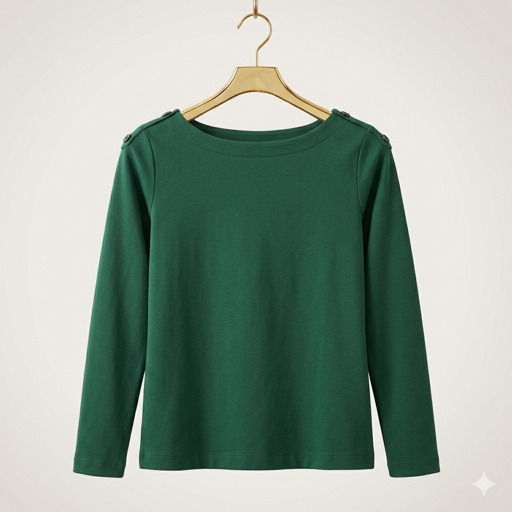 J Jill  Top Blouse Womens XSmall Grenn Ponte Round Neck Long Sleeve Knit… - Picture 4 of 16
